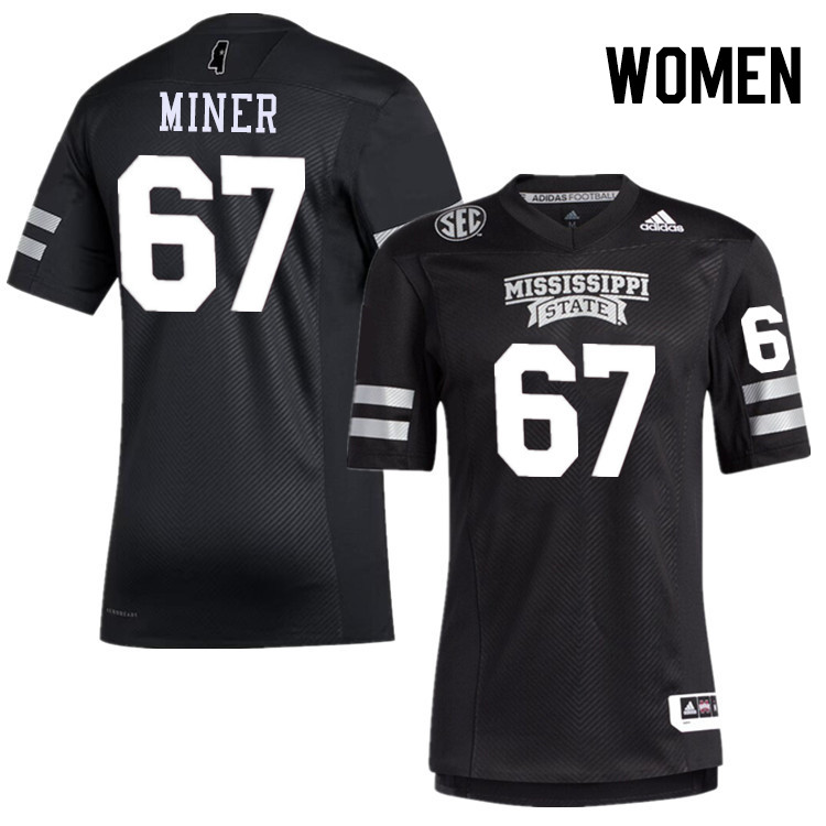 Women #67 Ethan Miner Mississippi State Bulldogs College Football Jerseys Stitched-Black